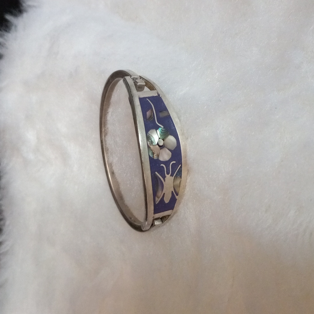 Silver Abalone Shell Alpaca Childs Bracelet